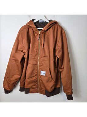 Journeyman Men's Size XL Canvas Hooded Brown Full-Zip Work Chore Jacket